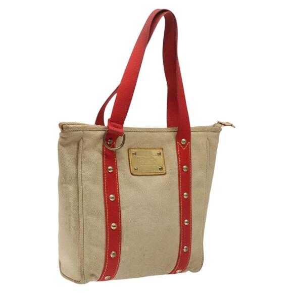 LOUIS VUITTON Antigua Cabas MM Tote Bag Beige Red M40035 - Picture 1 of 12